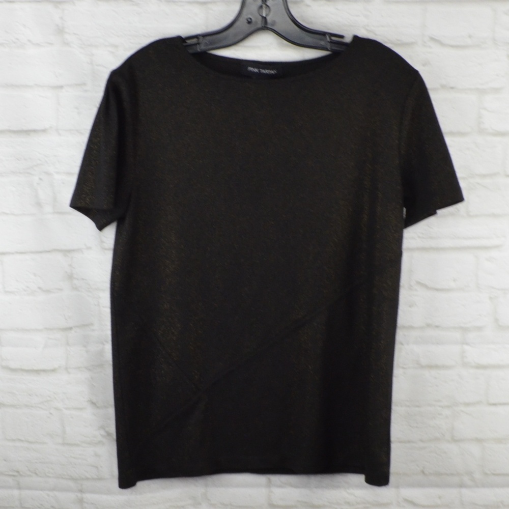 $10 Deal! Pink Tartan Black with gold sparkle T
